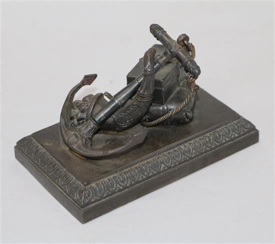A Victorian cast iron anchor paperweight.